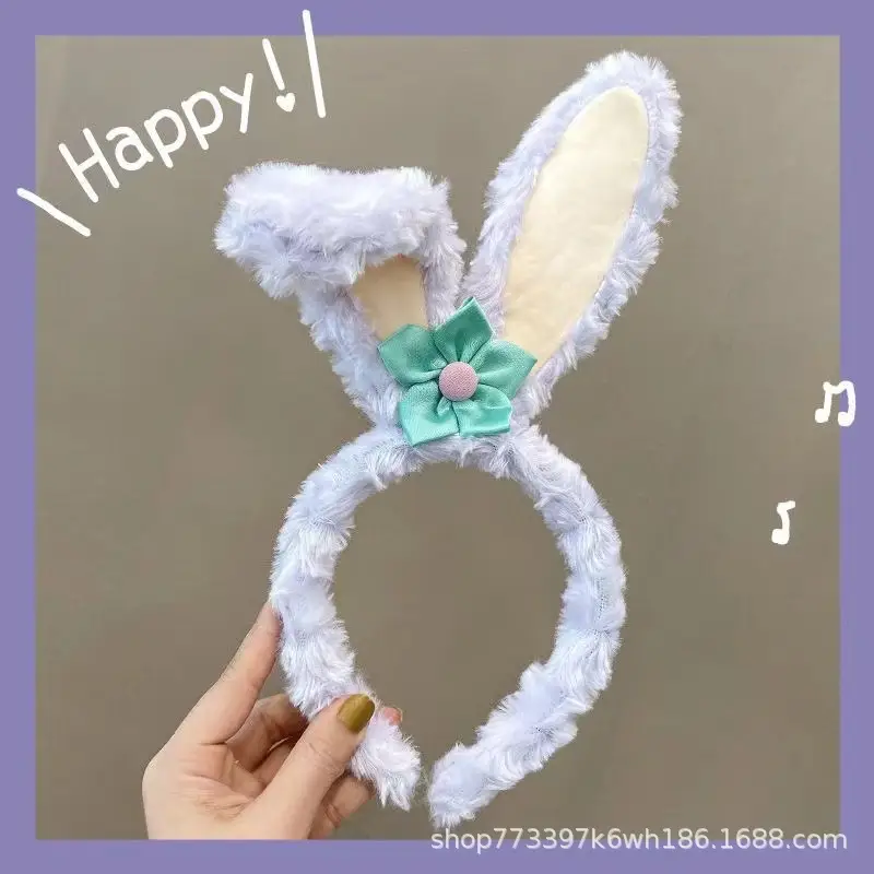 Pink Faux Rabbit Ear Plush Headband for Girls - Image 8