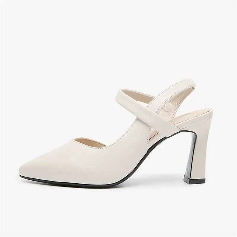 Women's Black Leather High Heel Sandals 2023 - Image 8