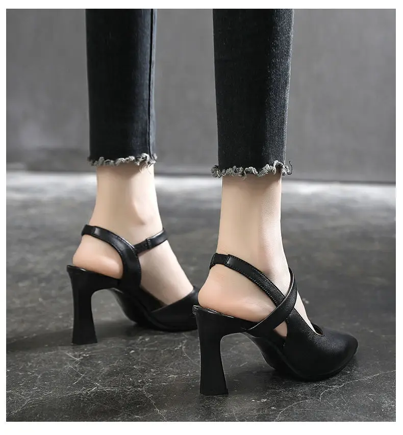 Women's Black Leather High Heel Sandals 2023 — feature 6