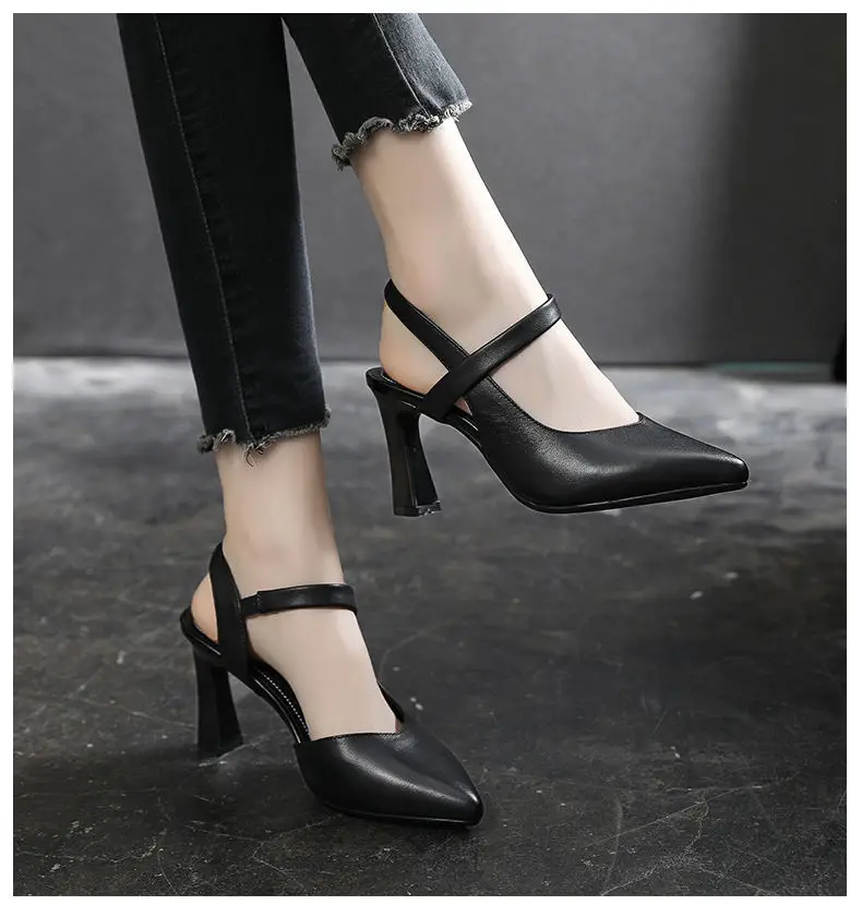 Women's Black Leather High Heel Sandals 2023 — feature 7