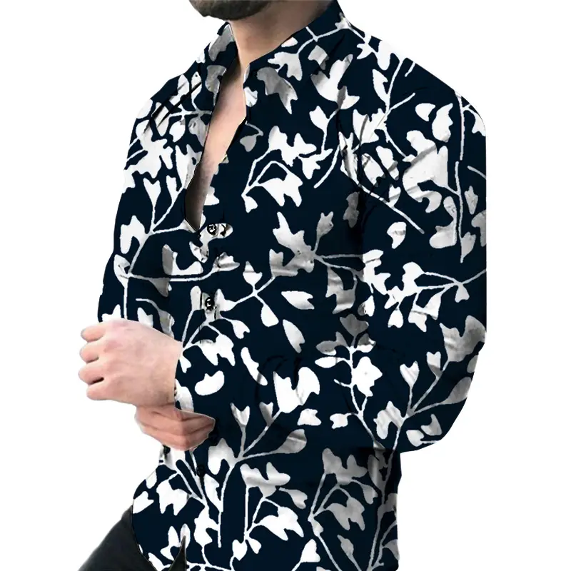 2025 Men Digital Printed Floral Slim Lapel Cardigan
