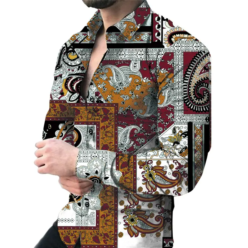 2025 Men Digital Printed Floral Slim Lapel Cardigan