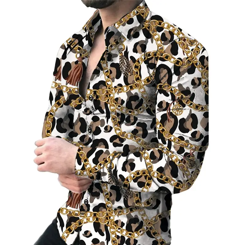 2025 Men Digital Printed Floral Slim Lapel Cardigan
