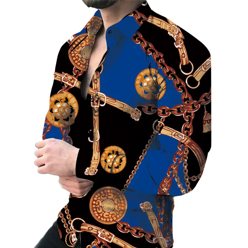 2025 Men Digital Printed Floral Slim Lapel Cardigan