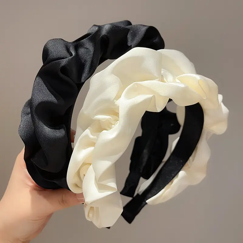 French Retro Black Pleated Hair Tie for Women - Image 7