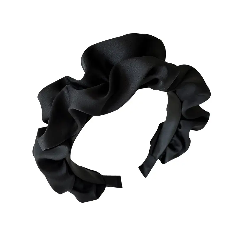 French Retro Black Pleated Hair Tie for Women - Image 9