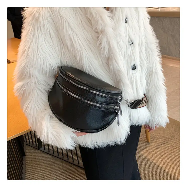 Black Crossbody Shoulder Bag with Striped Strap — feature 16