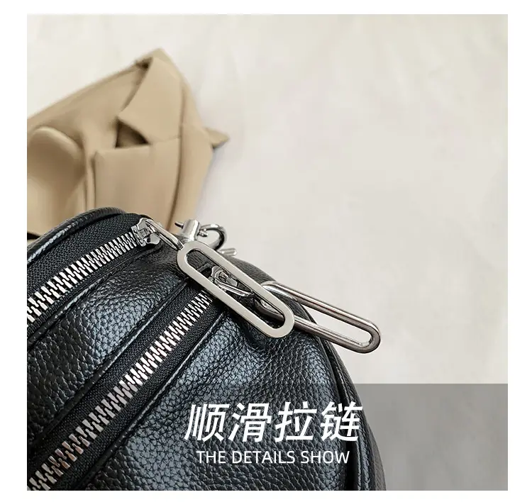 Black Crossbody Shoulder Bag with Striped Strap — feature 6