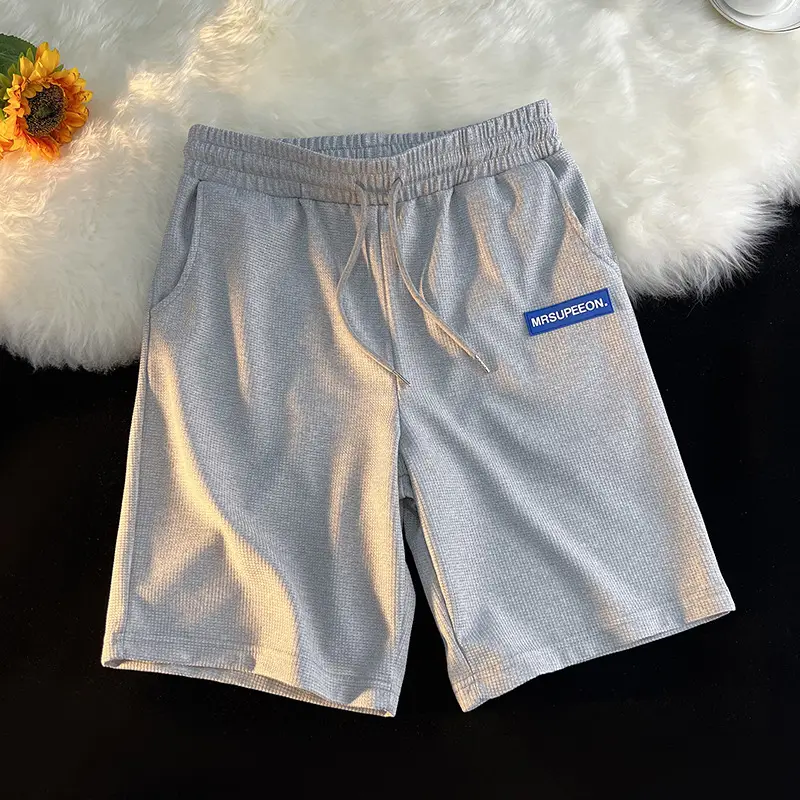 Men's White Waffle Shorts Summer Casual Loose Fit - Image 3