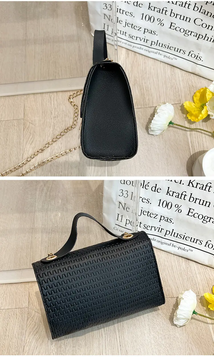 2023 New Korean Style Women's Black Chain Embossed Bag — feature 21