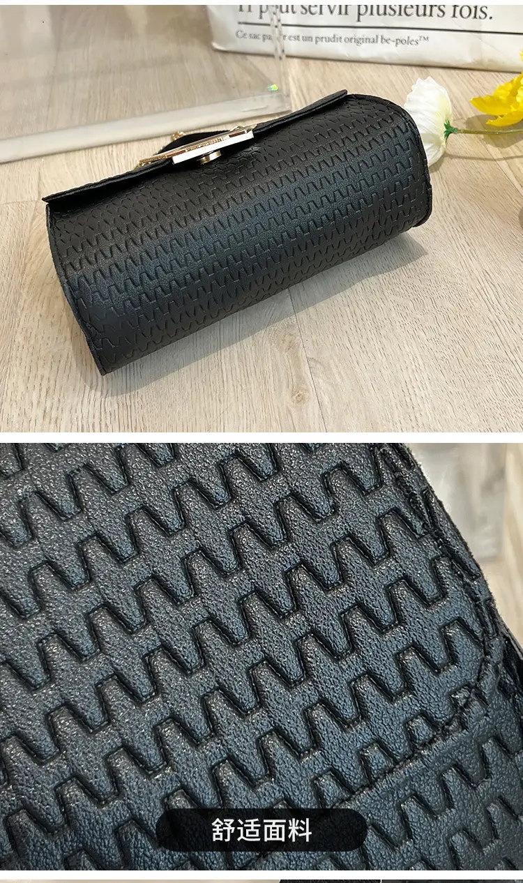 2023 New Korean Style Women's Black Chain Embossed Bag — feature 22