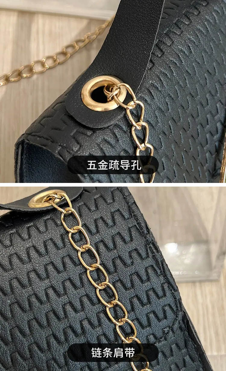 2023 New Korean Style Women's Black Chain Embossed Bag — feature 23