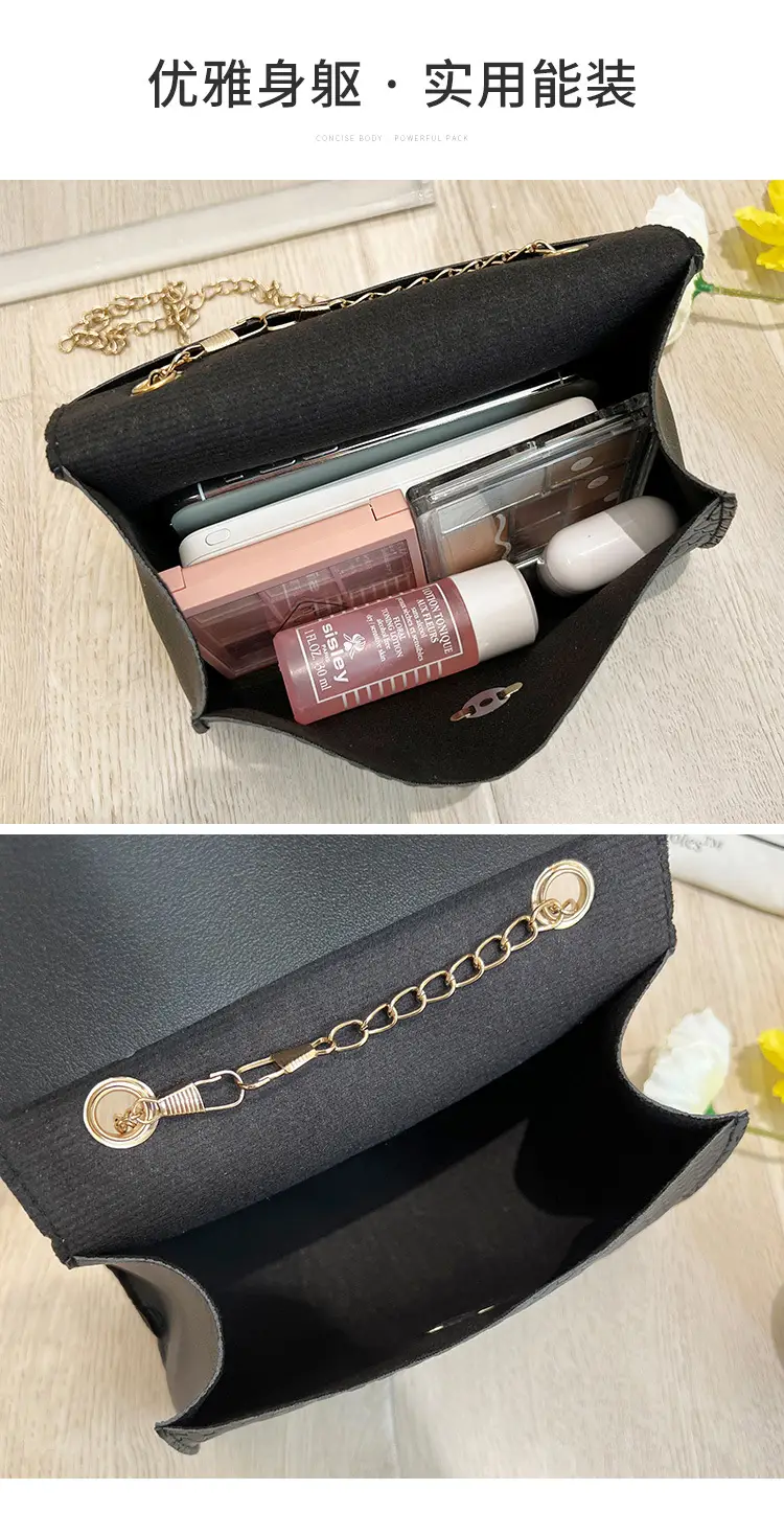 2023 New Korean Style Women's Black Chain Embossed Bag — feature 5