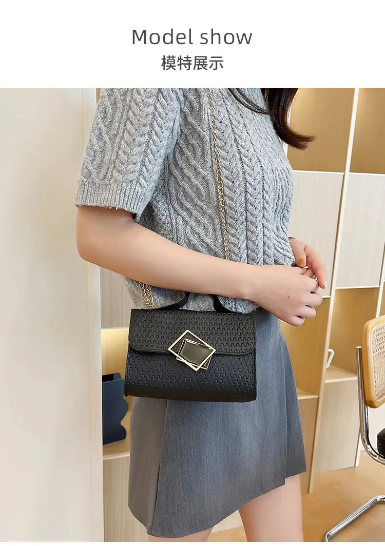 2023 New Korean Style Women's Black Chain Embossed Bag — feature 6