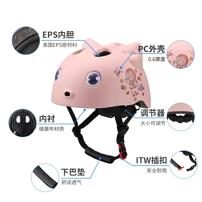 Pink Cartoon Kids Helmet for Scooter Roller Skating - Image 8