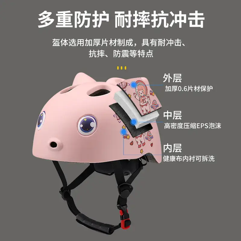 Pink Cartoon Kids Helmet for Scooter Roller Skating - Image 9