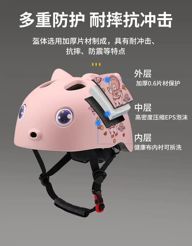 Pink Cartoon Kids Helmet for Scooter Roller Skating — feature 11