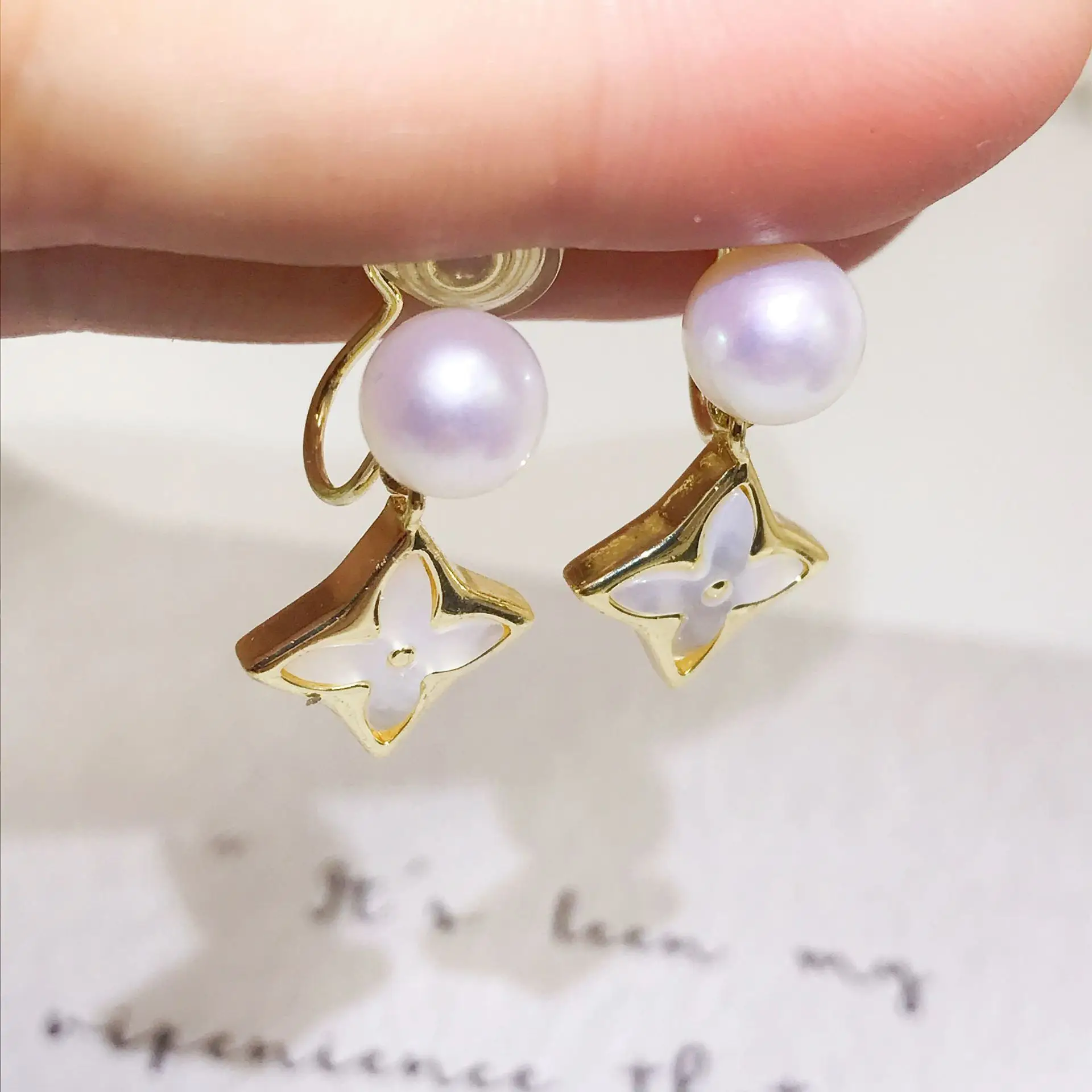Natural Pearl Pearl Earrings Gold Plated - Image 3