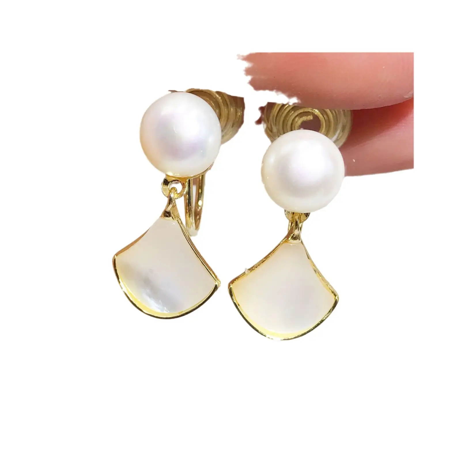 Natural Pearl Pearl Earrings Gold Plated - Image 6