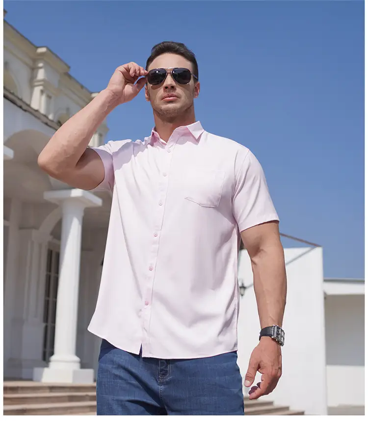 Men's Maroon Short Sleeve Shirt Extra Large Business Casual — feature 12