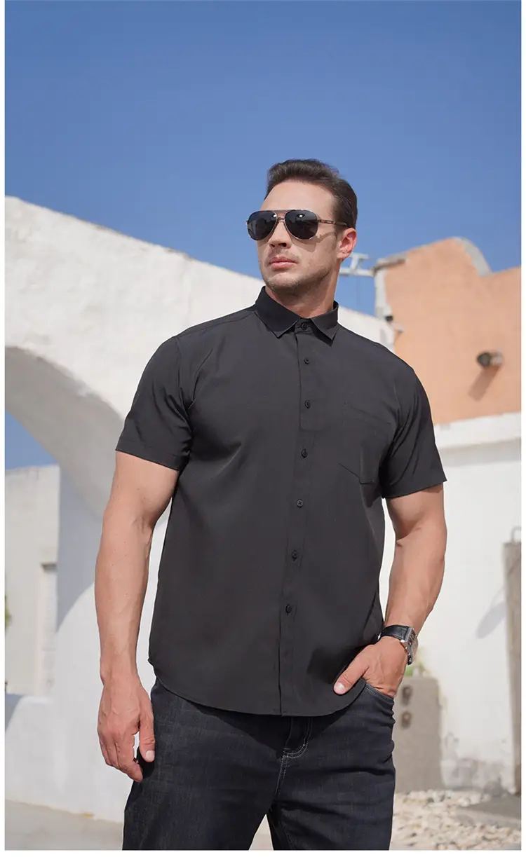 Men's Maroon Short Sleeve Shirt Extra Large Business Casual — feature 17