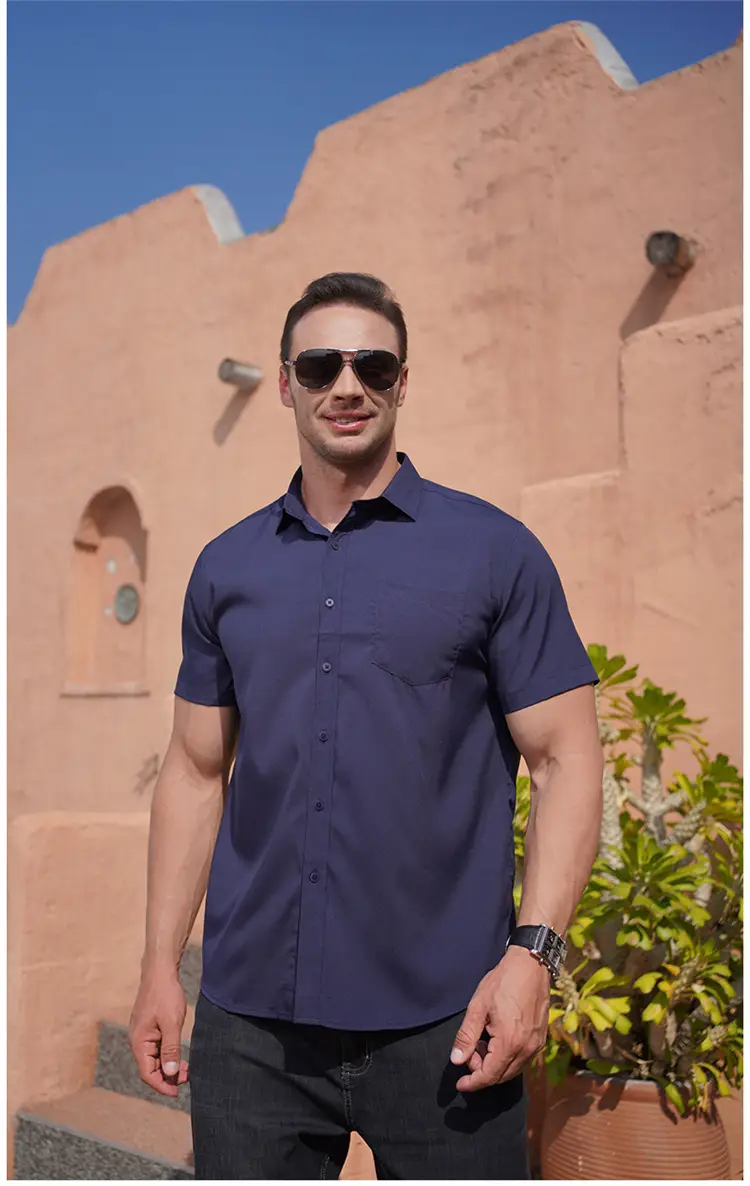 Men's Maroon Short Sleeve Shirt Extra Large Business Casual — feature 19
