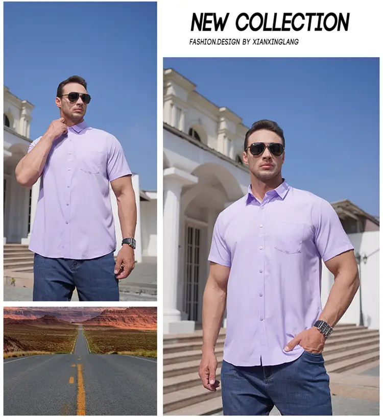 Men's Maroon Short Sleeve Shirt Extra Large Business Casual — feature 8