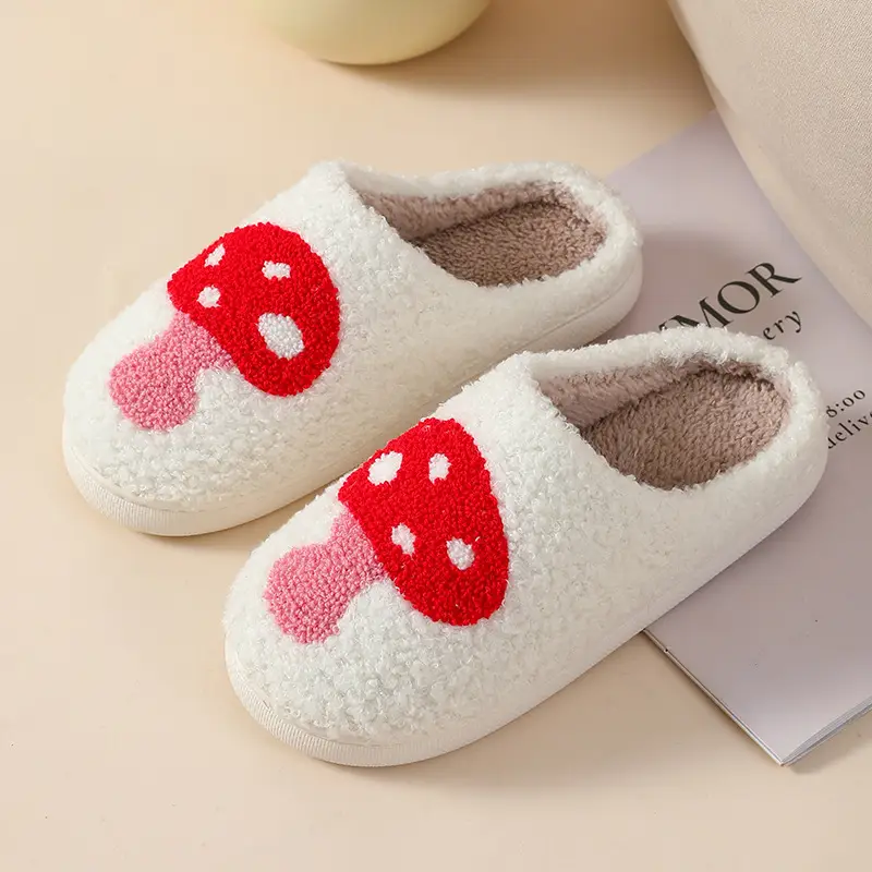 New Autumn and Winter Love Cotton Slippers for Men and Women Couples Home Indoor Cute Cartoon Smiling Face Anti-Slip Slippers Wholesale