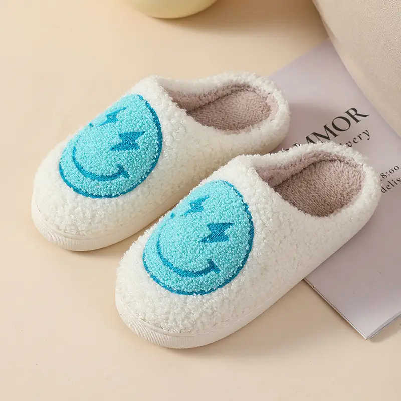 New Autumn and Winter Love Cotton Slippers for Men and Women Couples Home Indoor Cute Cartoon Smiling Face Anti-Slip Slippers Wholesale