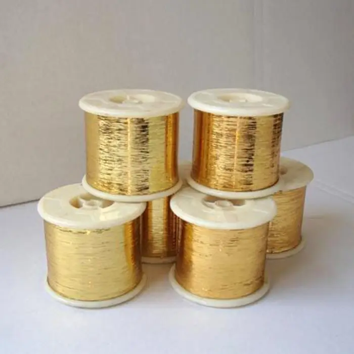 Mxmh Single Pack Double Pack Flat Silver Wire Ms Embroidery Thread m High Temperature Resistant Water Soluble Polyester Thread 100g Gold Wire Flat Gold Wire