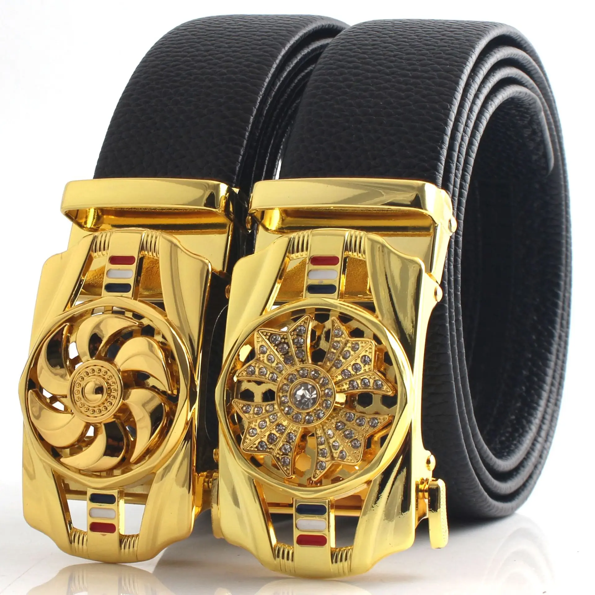 Men's Gold Mechanical Belt with Crystal Buckle - Image 12