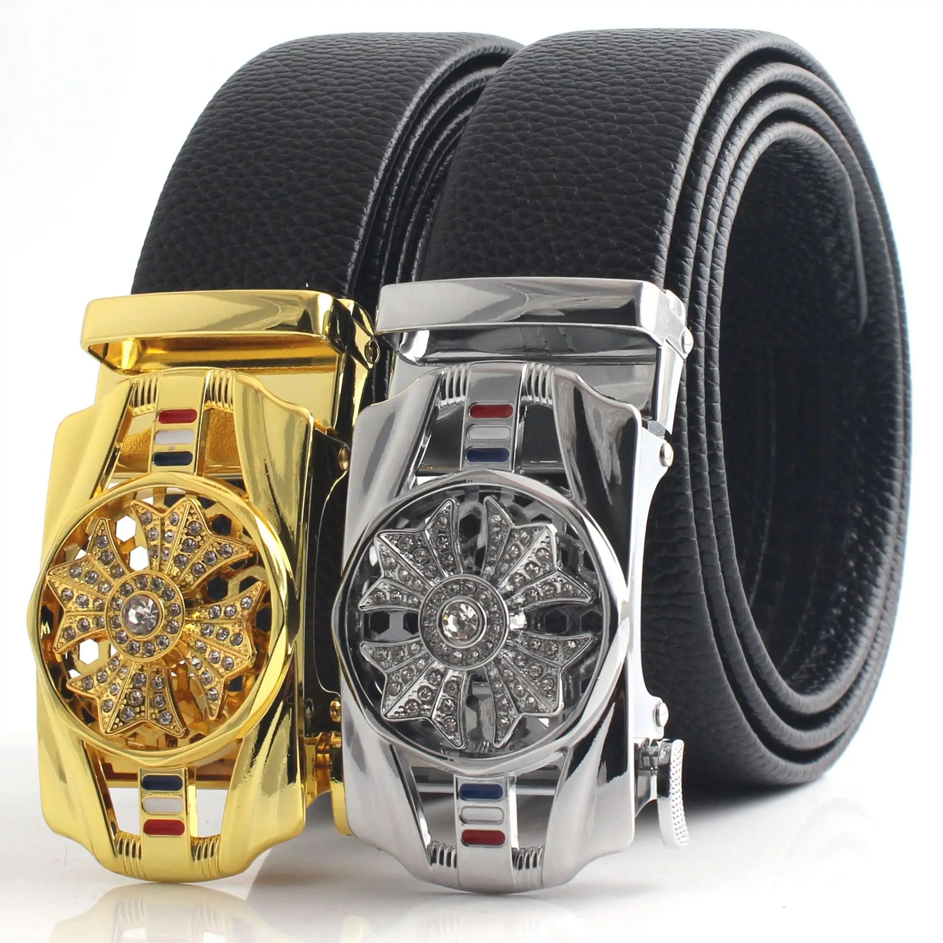 Men's Gold Mechanical Belt with Crystal Buckle - Image 13