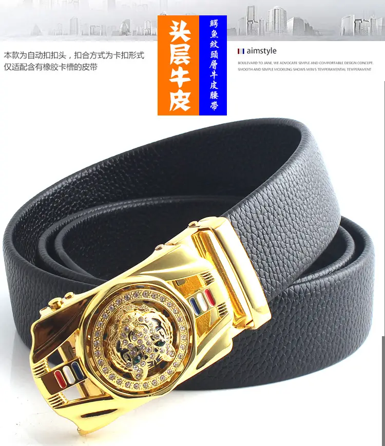 Men's Gold Mechanical Belt with Crystal Buckle โ feature 6