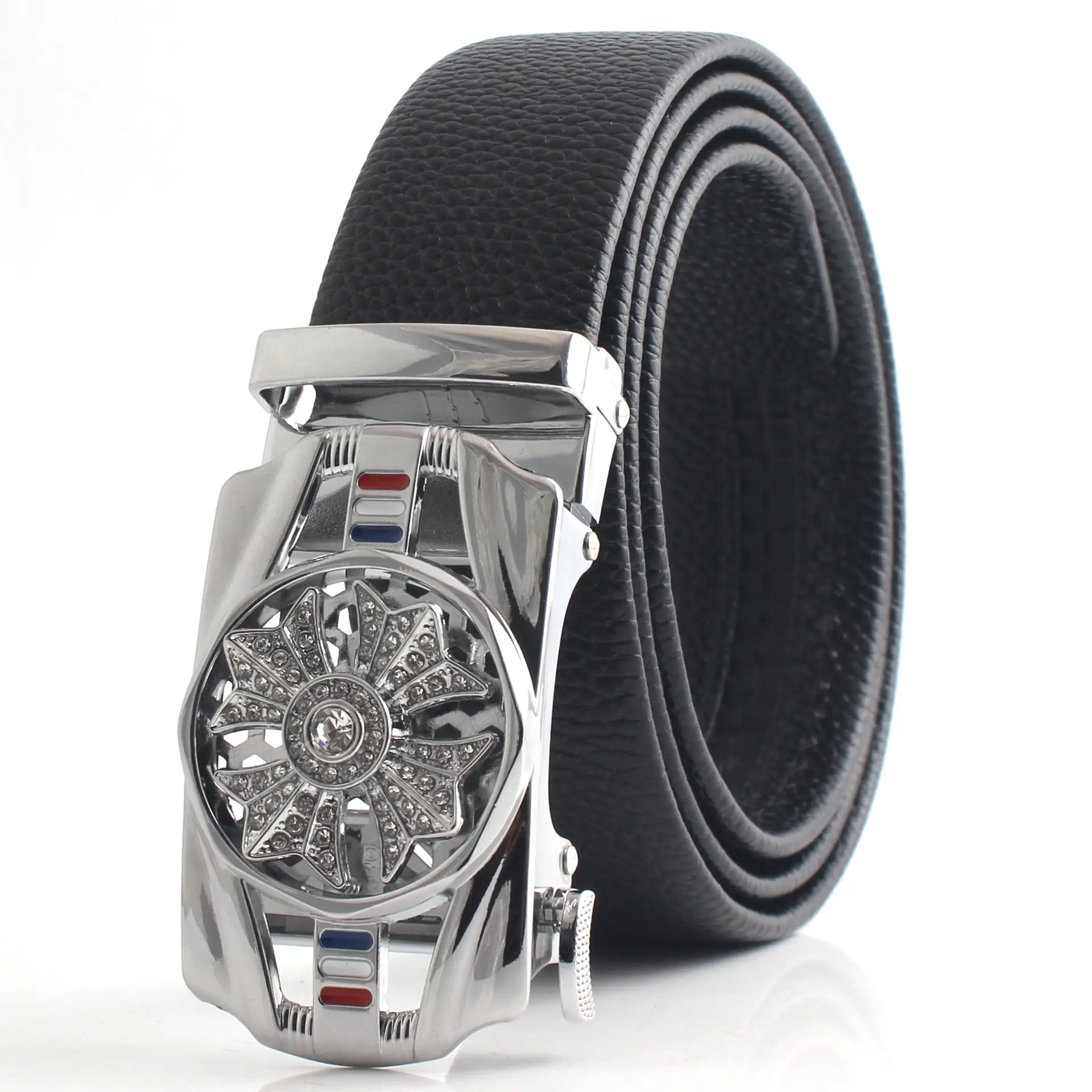 Men's Gold Mechanical Belt with Crystal Buckle - Image 2