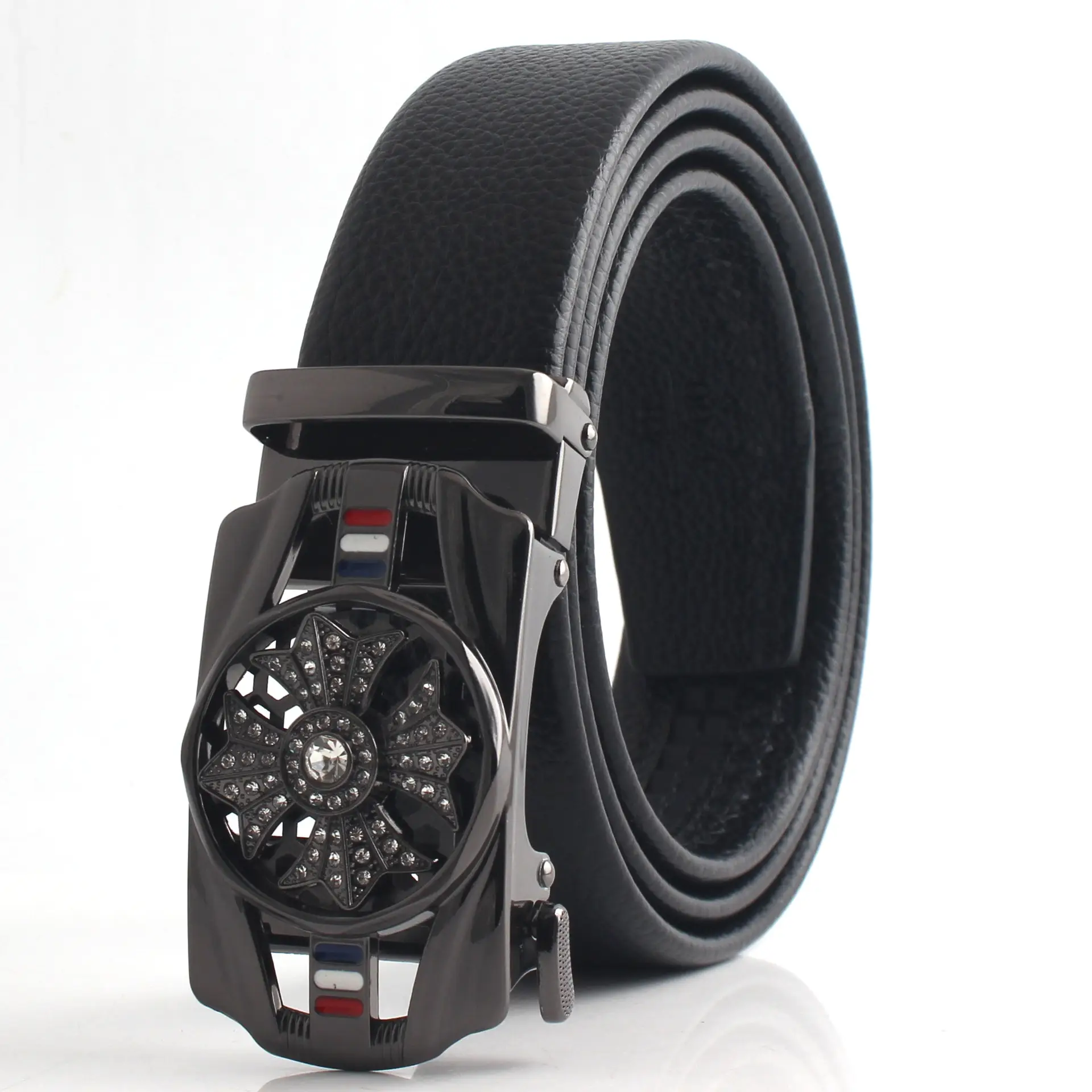 Men's Gold Mechanical Belt with Crystal Buckle - Image 3