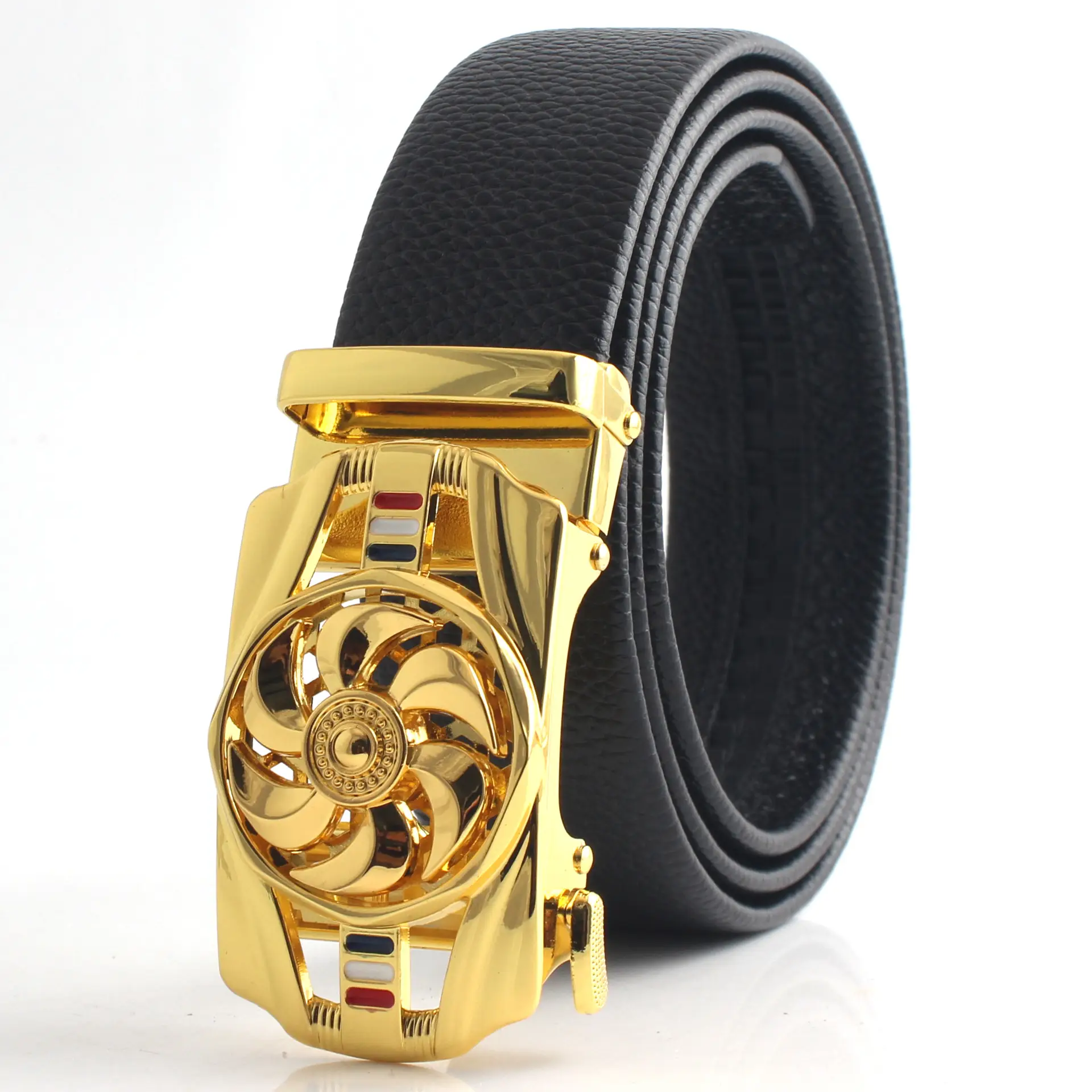 Men's Gold Mechanical Belt with Crystal Buckle - Image 5