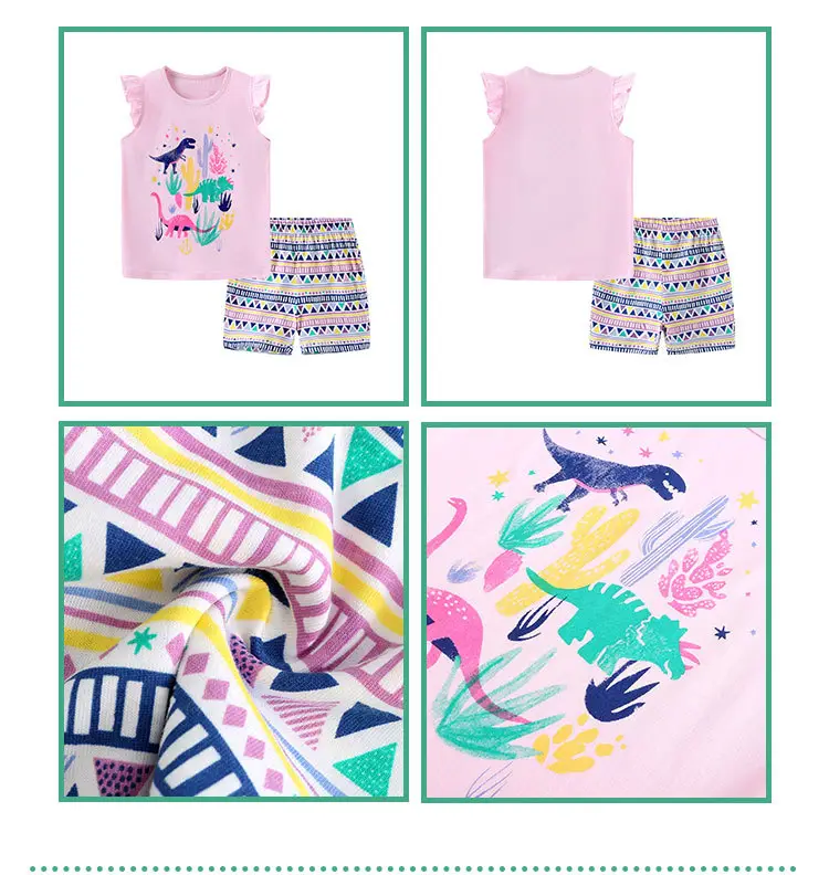 Kids Summer Knitted Vest Set with Cartoon Dinosaur Print — feature 38