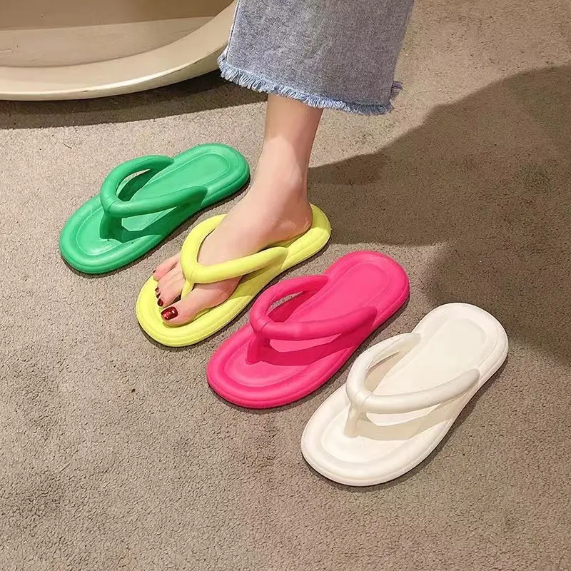 Women Green Soft Flip Flops Non-Slip