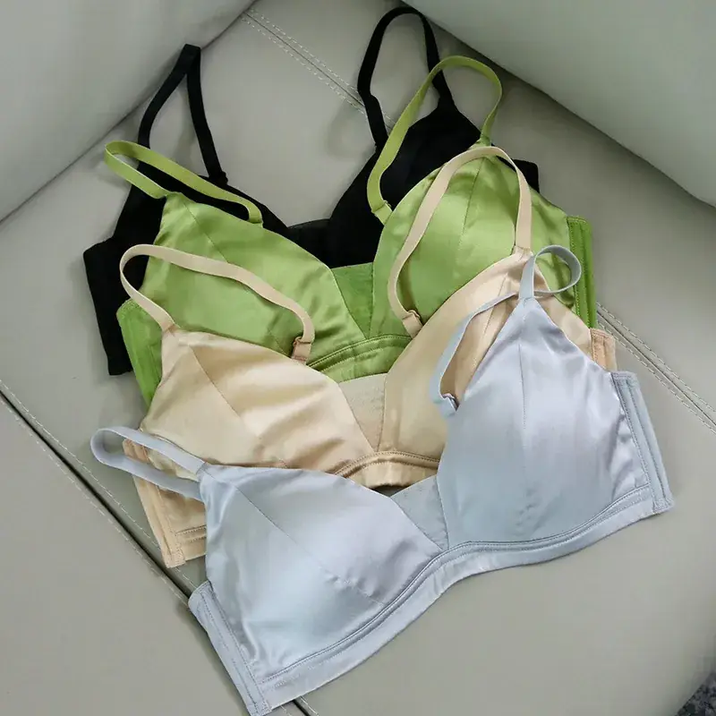 Tangge Silk Satin Rings-Free Bra Green Big Chest - Image 20