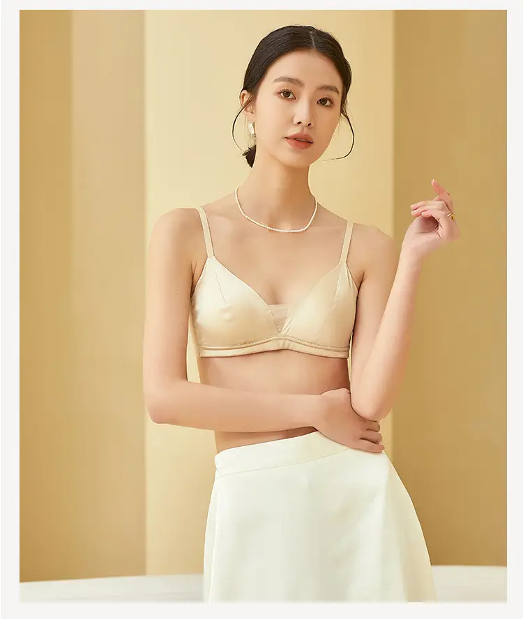 Tangge Silk Satin Rings-Free Bra Green Big Chest — feature 11