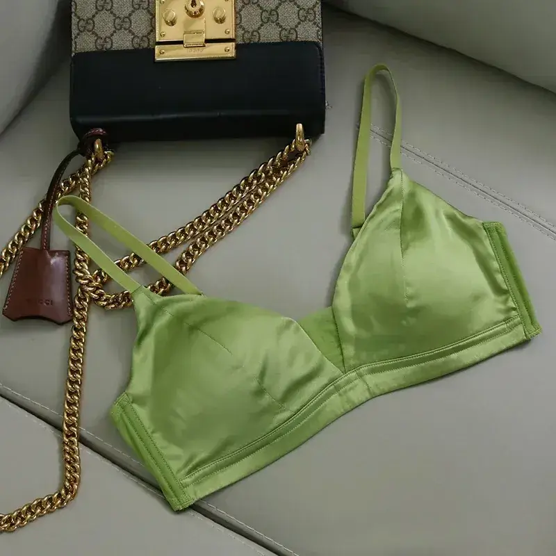 Tangge Silk Satin Rings-Free Bra Green Big Chest - Image 12