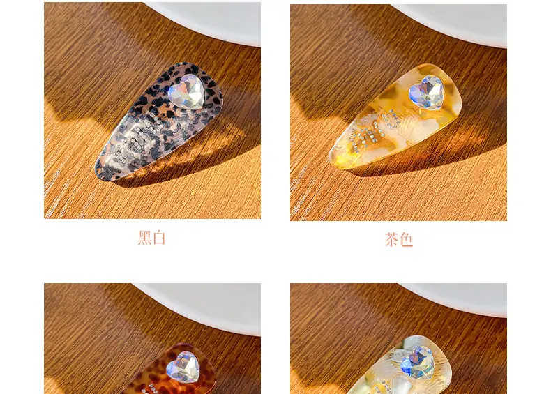 Korean Style Acetic Acid Plate Hairpin Love Diamond Clip — feature 6