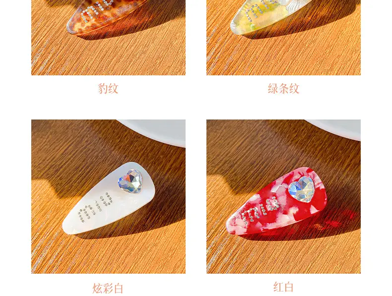 Korean Style Acetic Acid Plate Hairpin Love Diamond Clip — feature 7