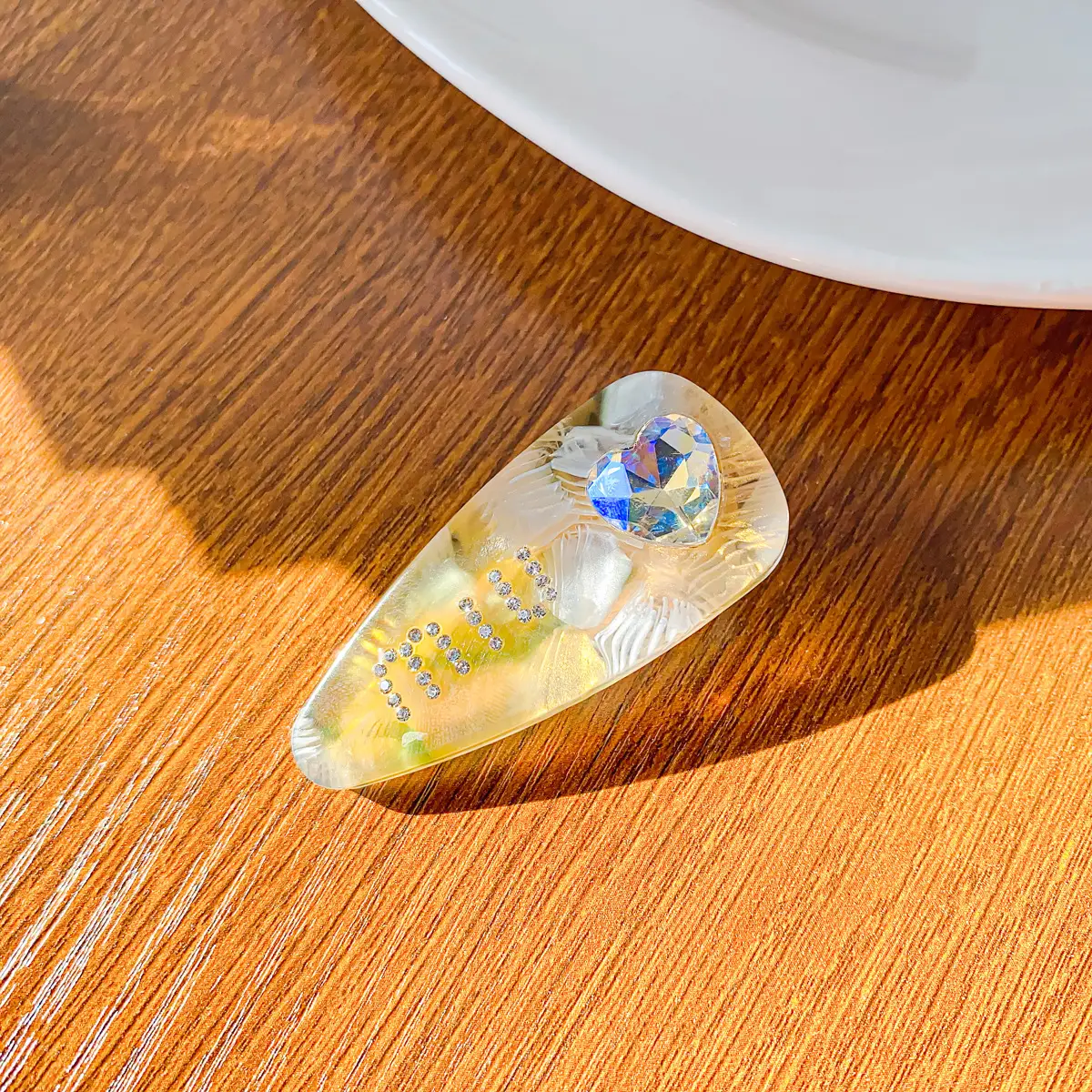 Korean Style Acetic Acid Plate Hairpin Love Diamond Clip - Image 4