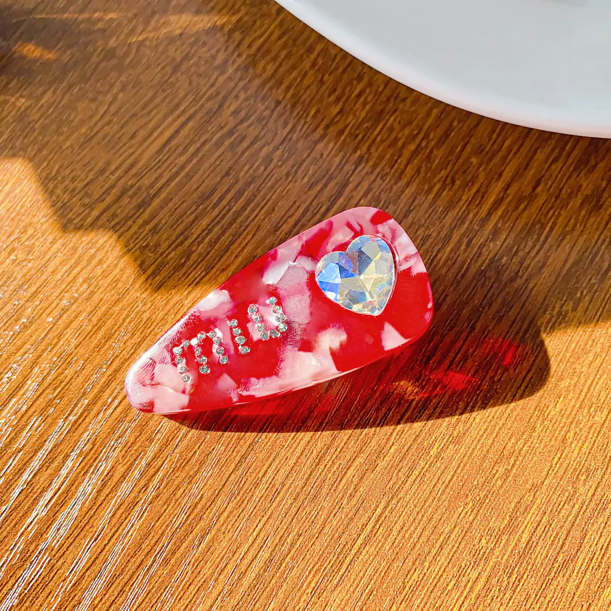Korean Style Acetic Acid Plate Hairpin Love Diamond Clip - Image 6