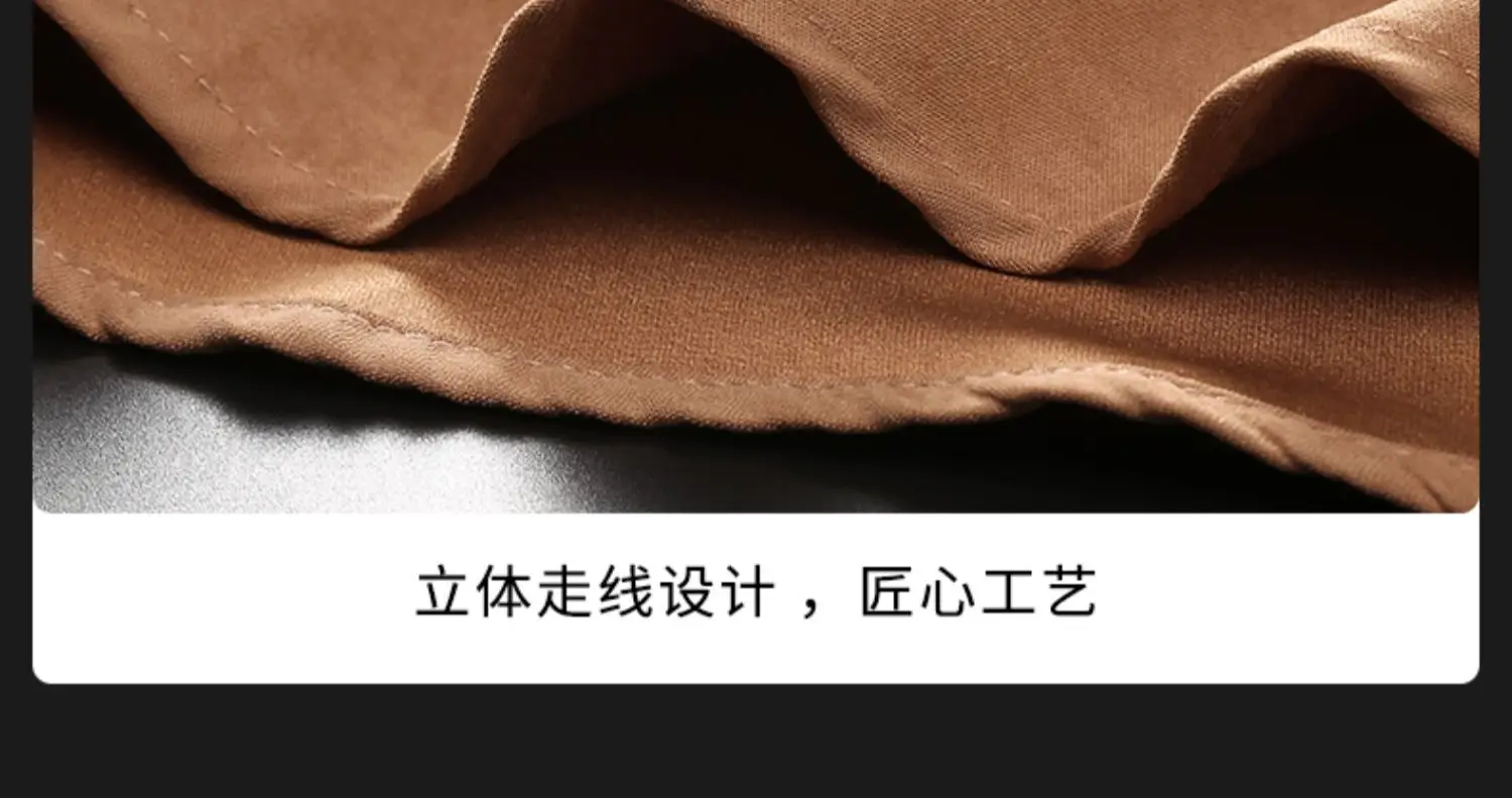 Men's Long Sleeve Fleece Shirt Tan Slim Fit Business Casual — feature 11