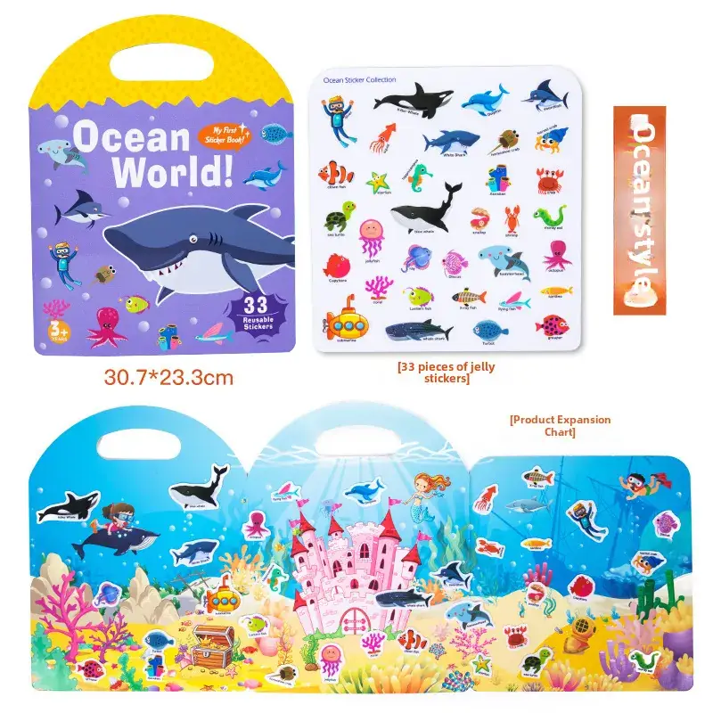 Portable Space Jelly Sticker Book for Kids 30x23cm - Image 3