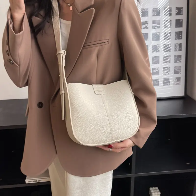 Women's Beige Pebble Crossbody Bag 2023 New Spring Summer - Image 4