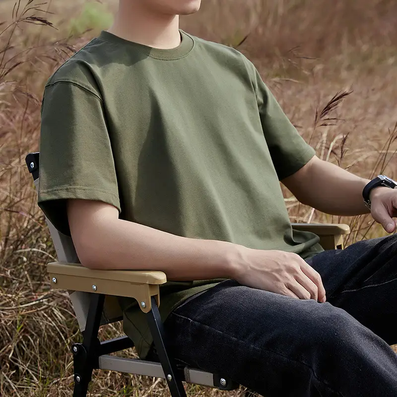 240g Combed Cotton Men T-Shirt Grey Loose Fit - Image 4