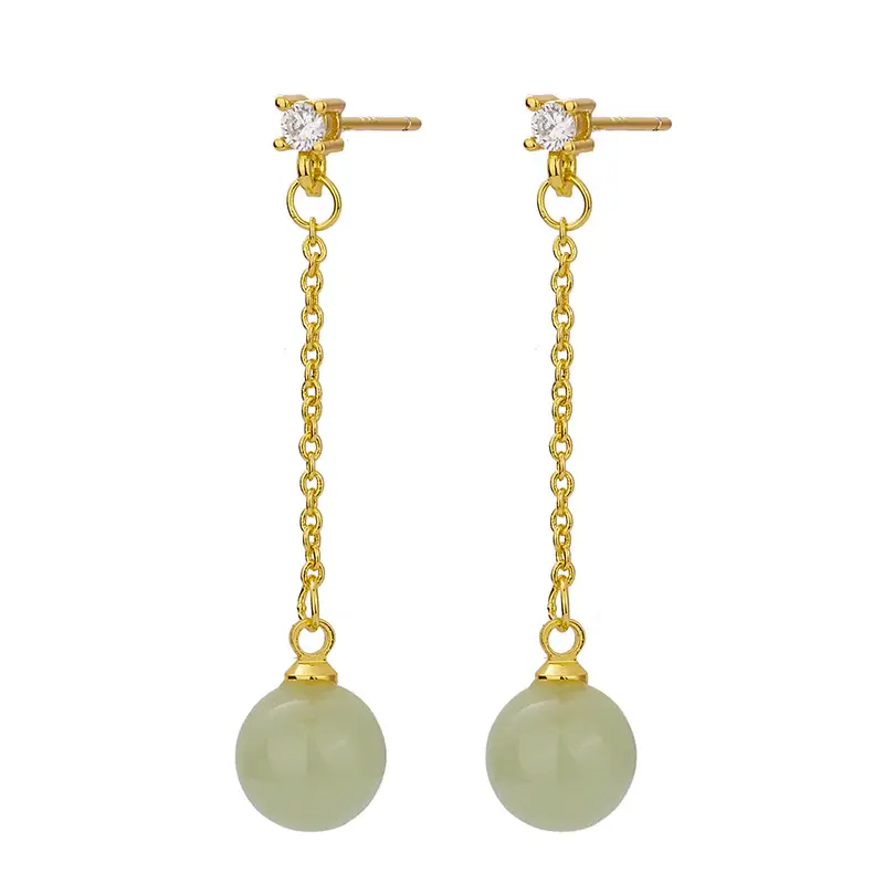 2023 Jade Long Earrings for Women Green Zircon - Image 5